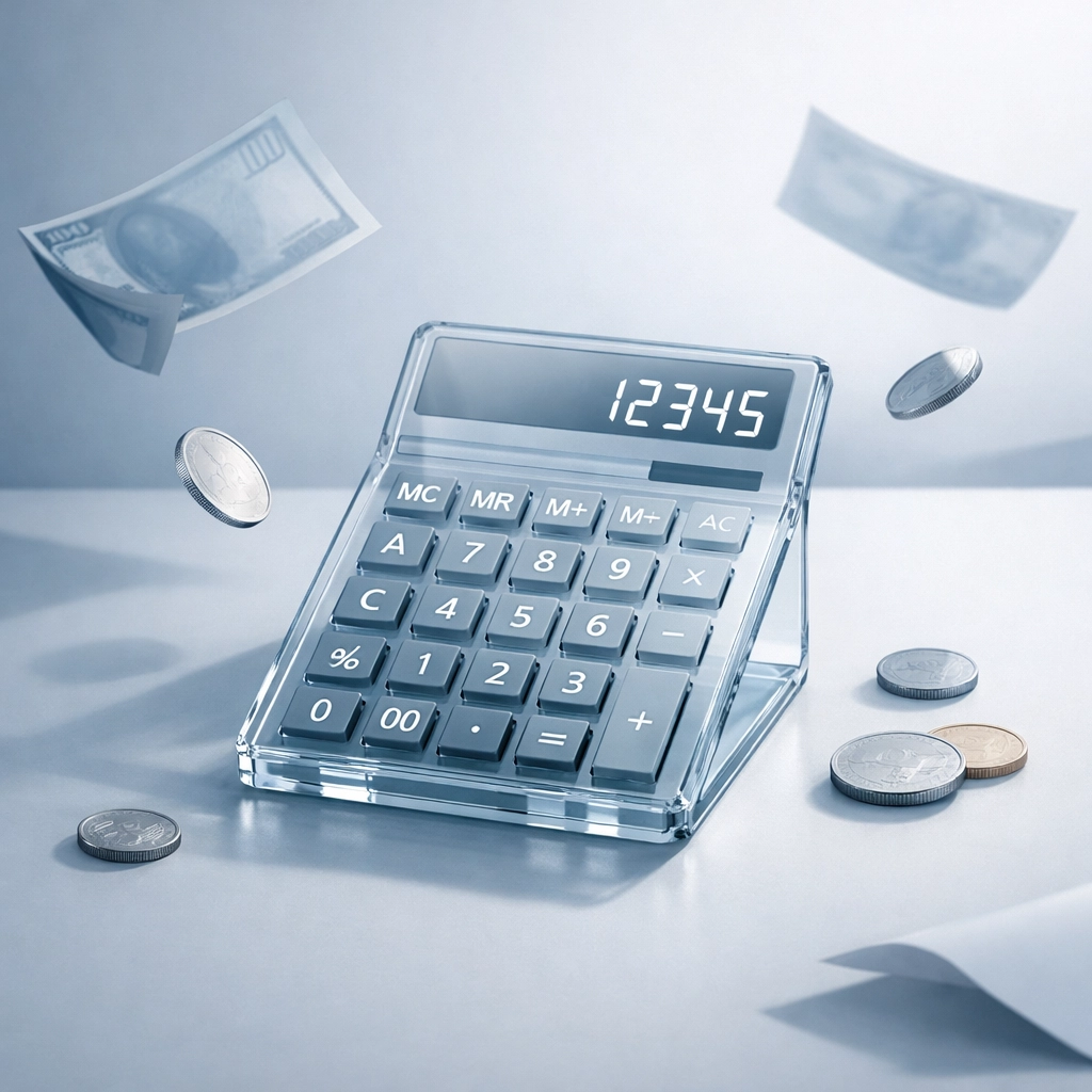 Calculator with cash illustrating health insurance deductible and out-of-pocket cost planning