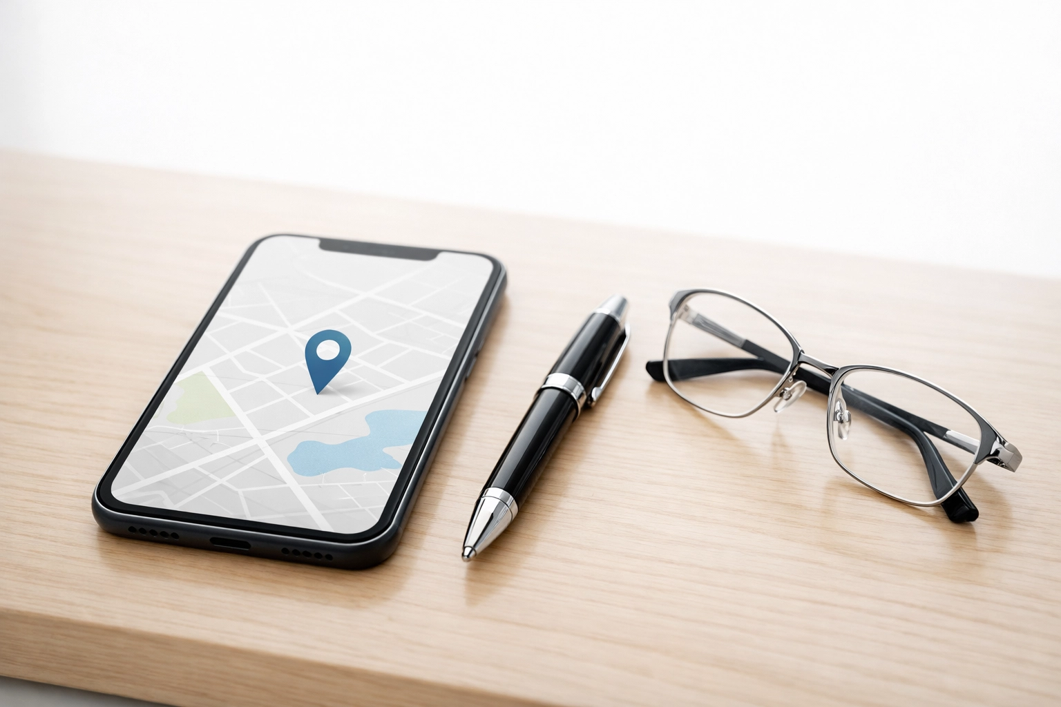 Mobile smartphone showing a precise location pin for a professional chiropractic clinic website.