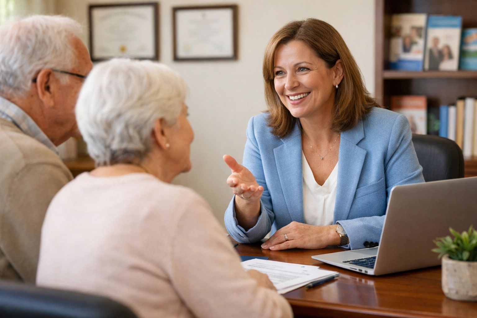 HUD-approved counselor explaining reverse mortgage options to Washington seniors