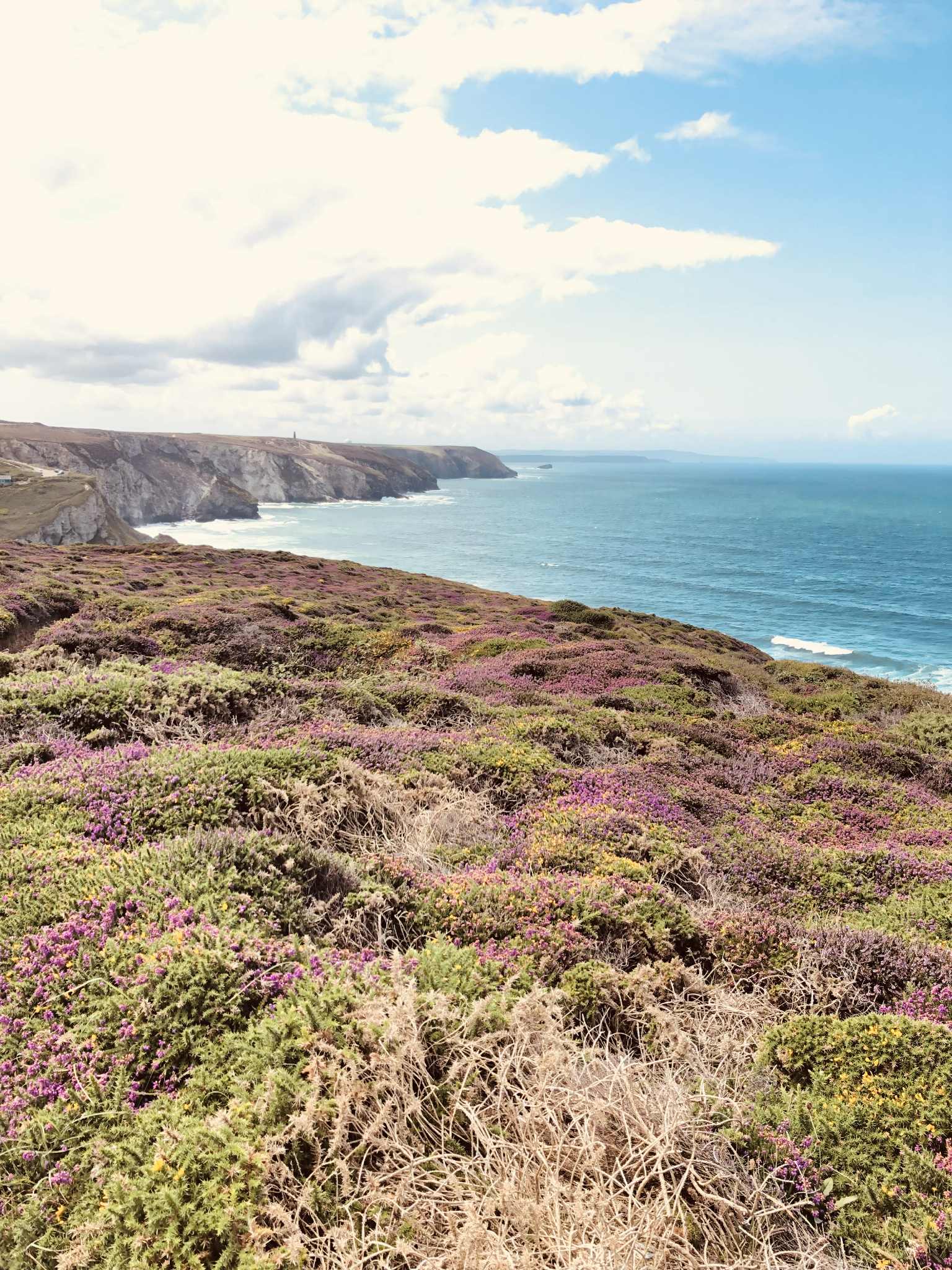 Panoramic view of the Cornish coastline near Porthtowan