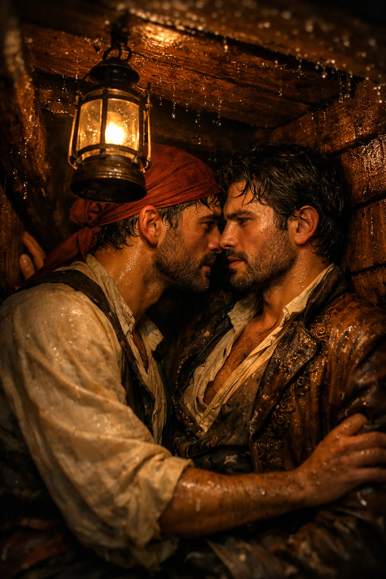 Forced proximity on Ottoman merchant ship - two men in cramped quarters during escape journey