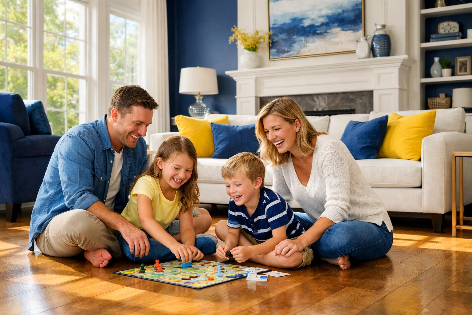 A happy family enjoys their clean home after weekly house cleaning in Leominster MA.