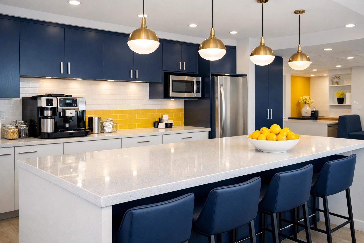 Sanitary and bright office breakroom in Littleton, MA, maintained by professional cleaners.