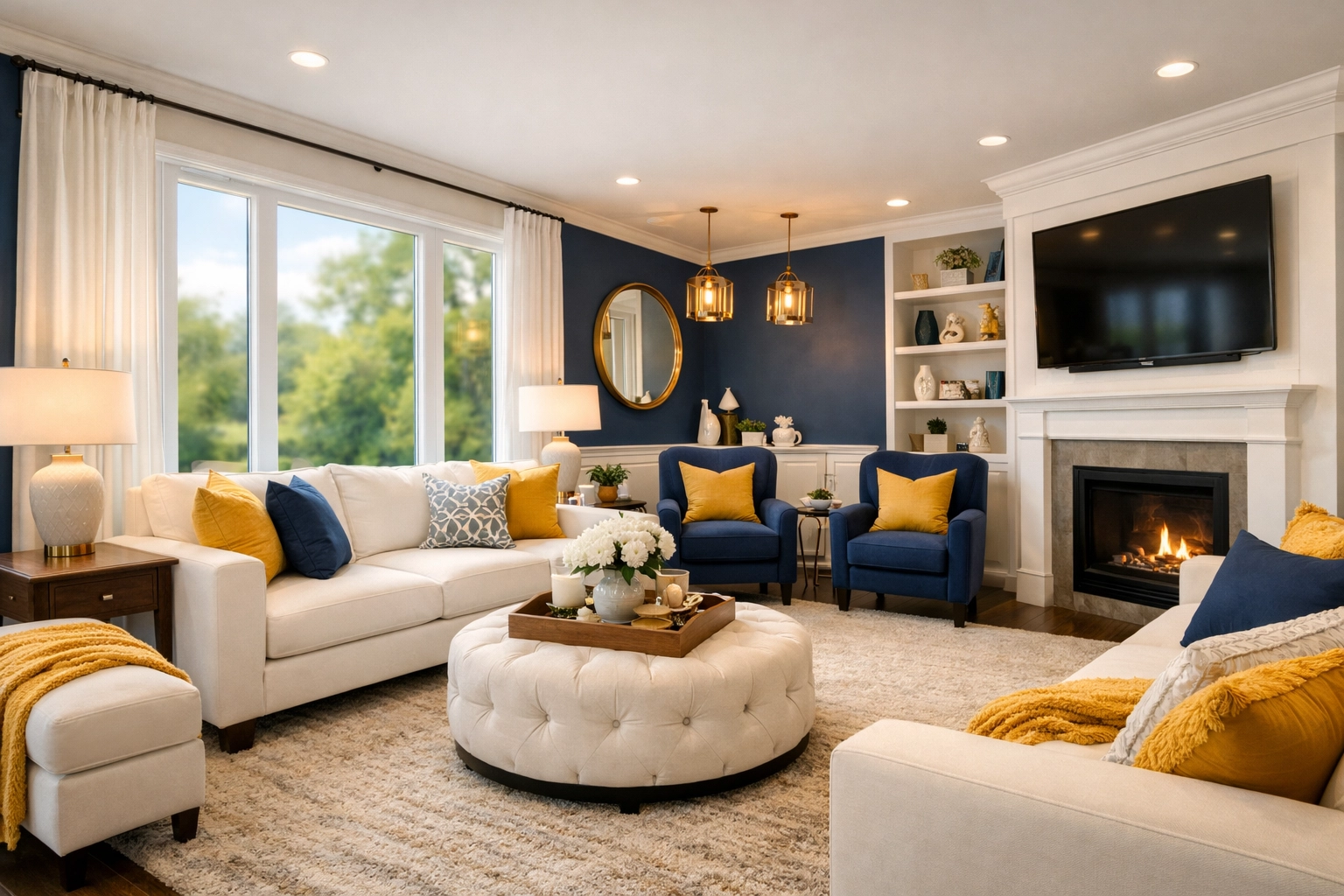 A sparkling, dust-free living room after residential cleaning in Leominster MA for a healthy home.