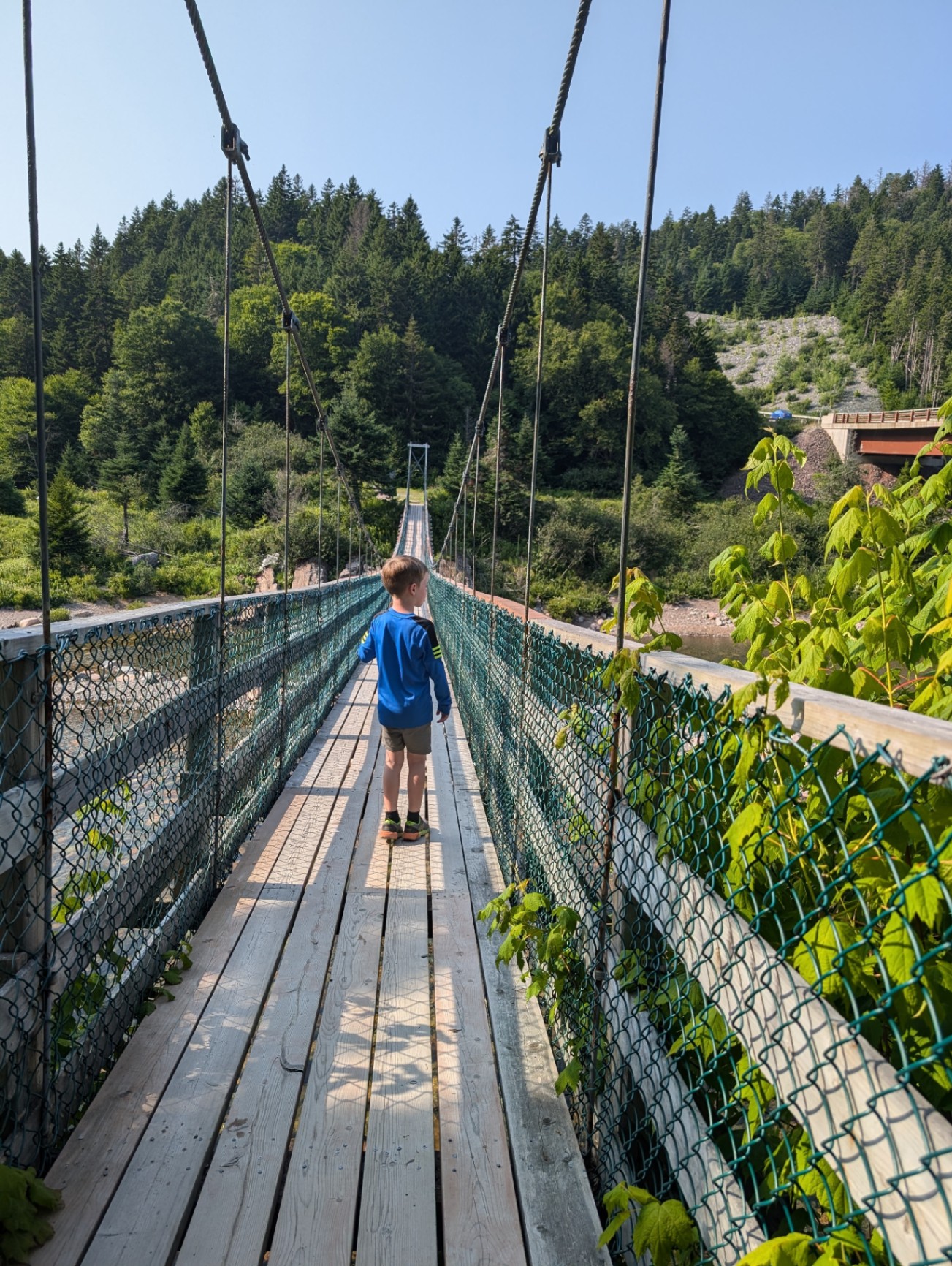 Mason Salmon River Bridge on Fundy Trail Parkway overlooking forest and river below