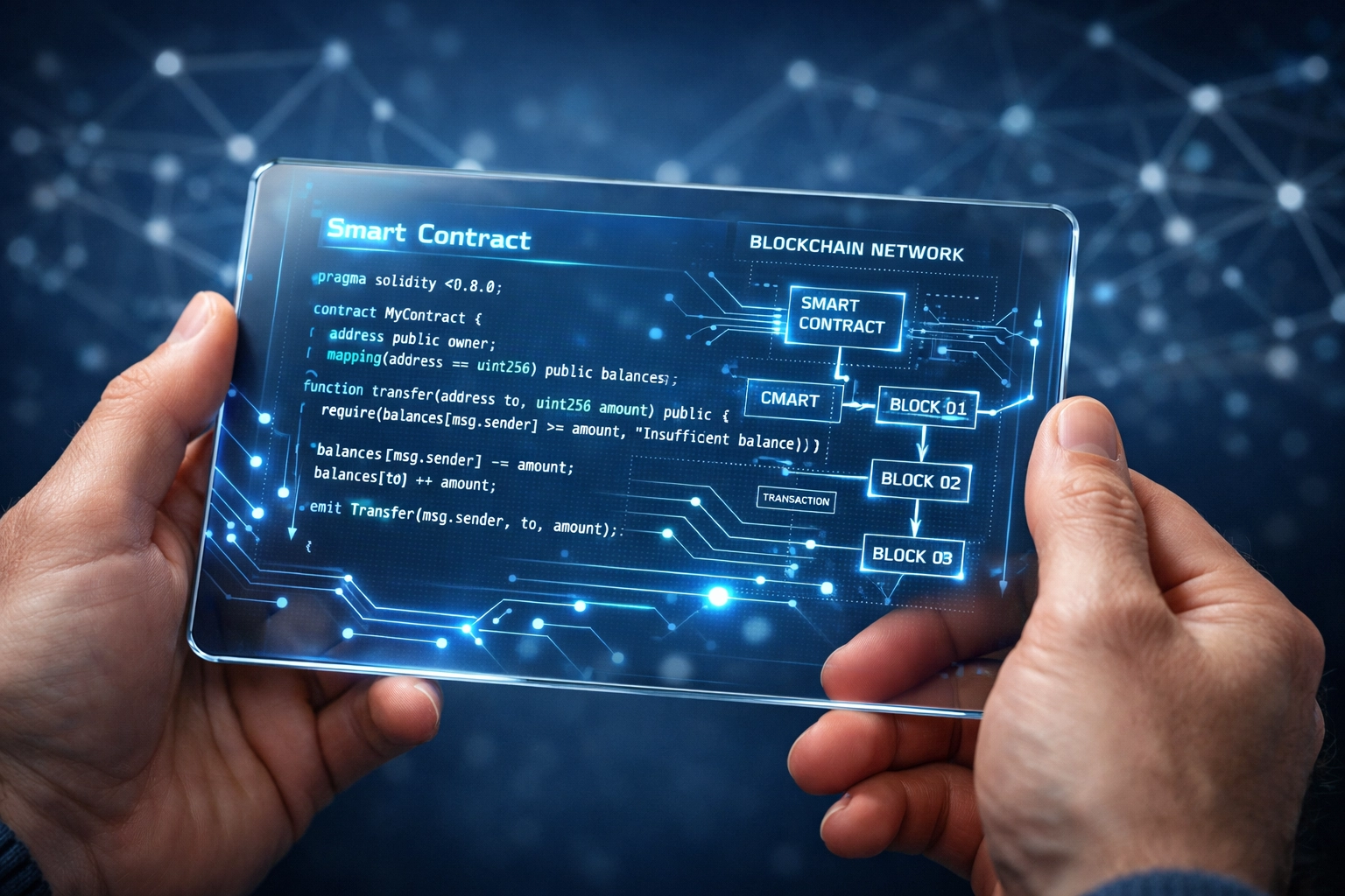 Blockchain smart contract code hardcoded into LareBlocks infrastructure for automated charity allocation