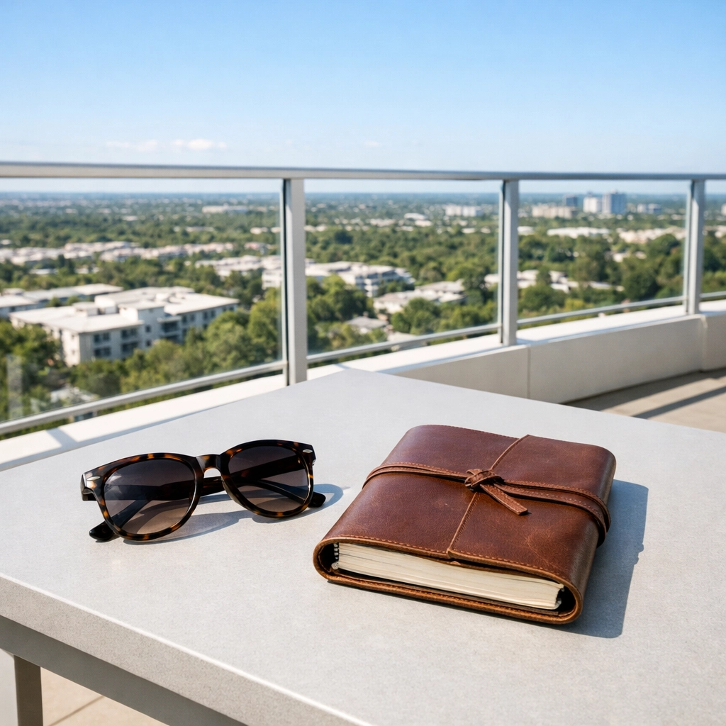 Modern condo balcony in Oakville representing a maintenance-free lock-and-go lifestyle for downsizers.