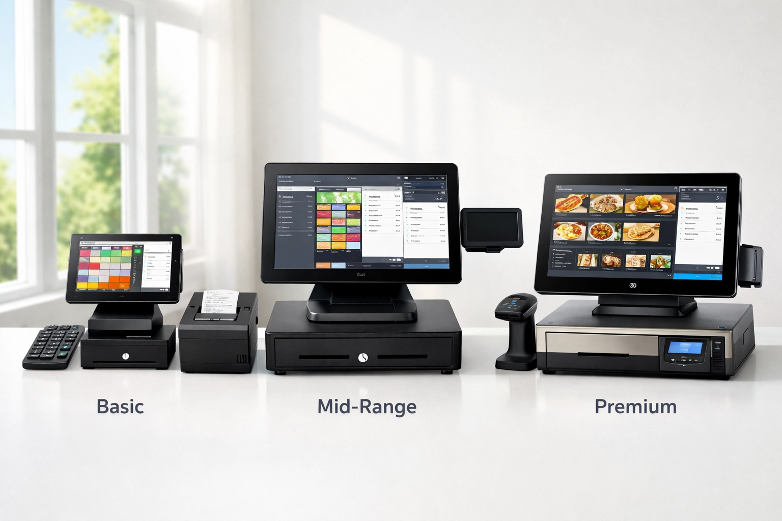 Three restaurant EPOS hardware systems compared side by side