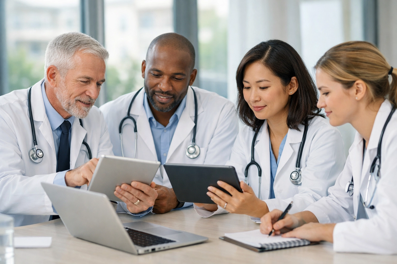Licensed physicians reviewing patient information for telehealth pink eye consultations