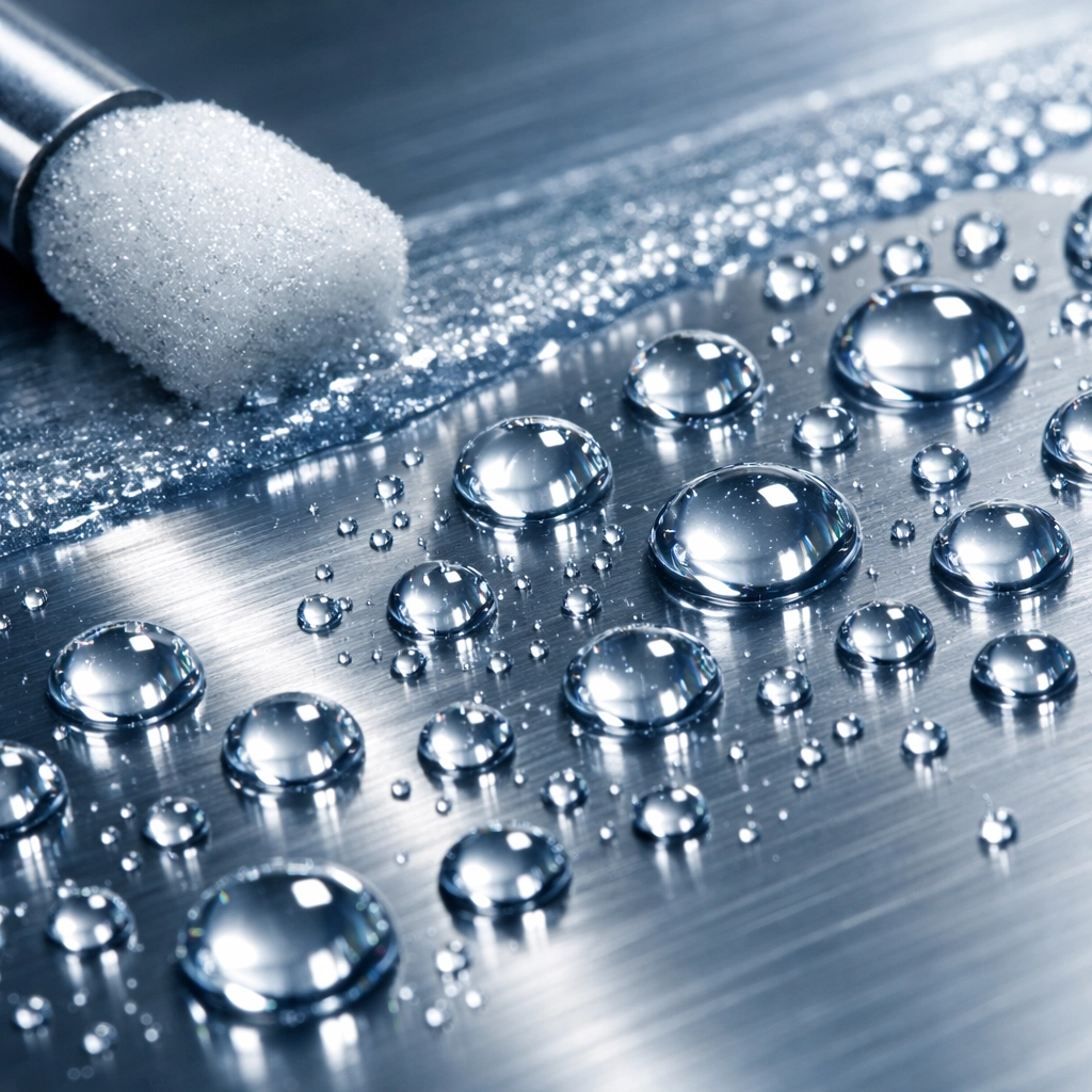 Protective coating application on restored stainless steel to prevent oxidation and wear.