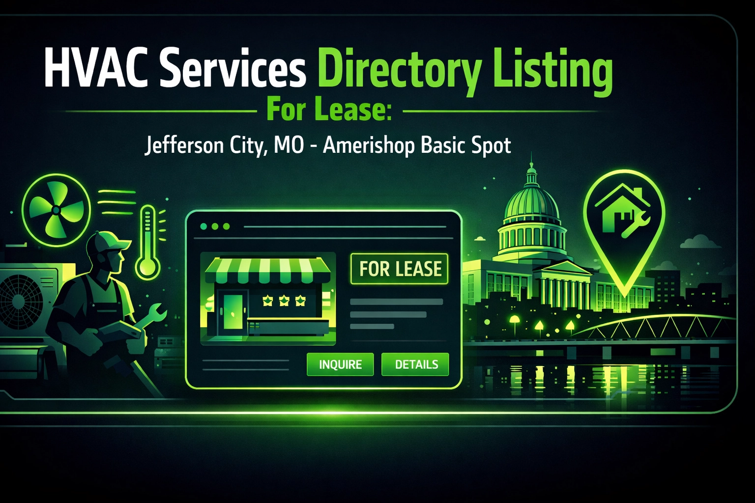 [HERO] HVAC Services Directory Listing For Lease: Jefferson City, MO - Amerishop Basic Spot