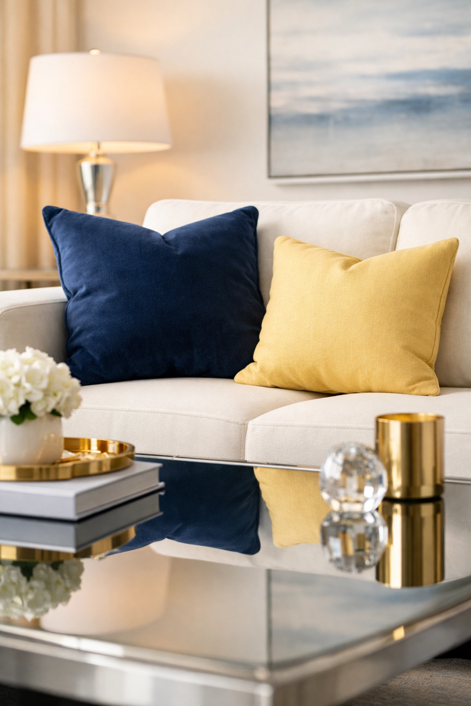 A spotless luxury interior with a polished glass table, representing expert Marblehead Harbor estate cleaning.