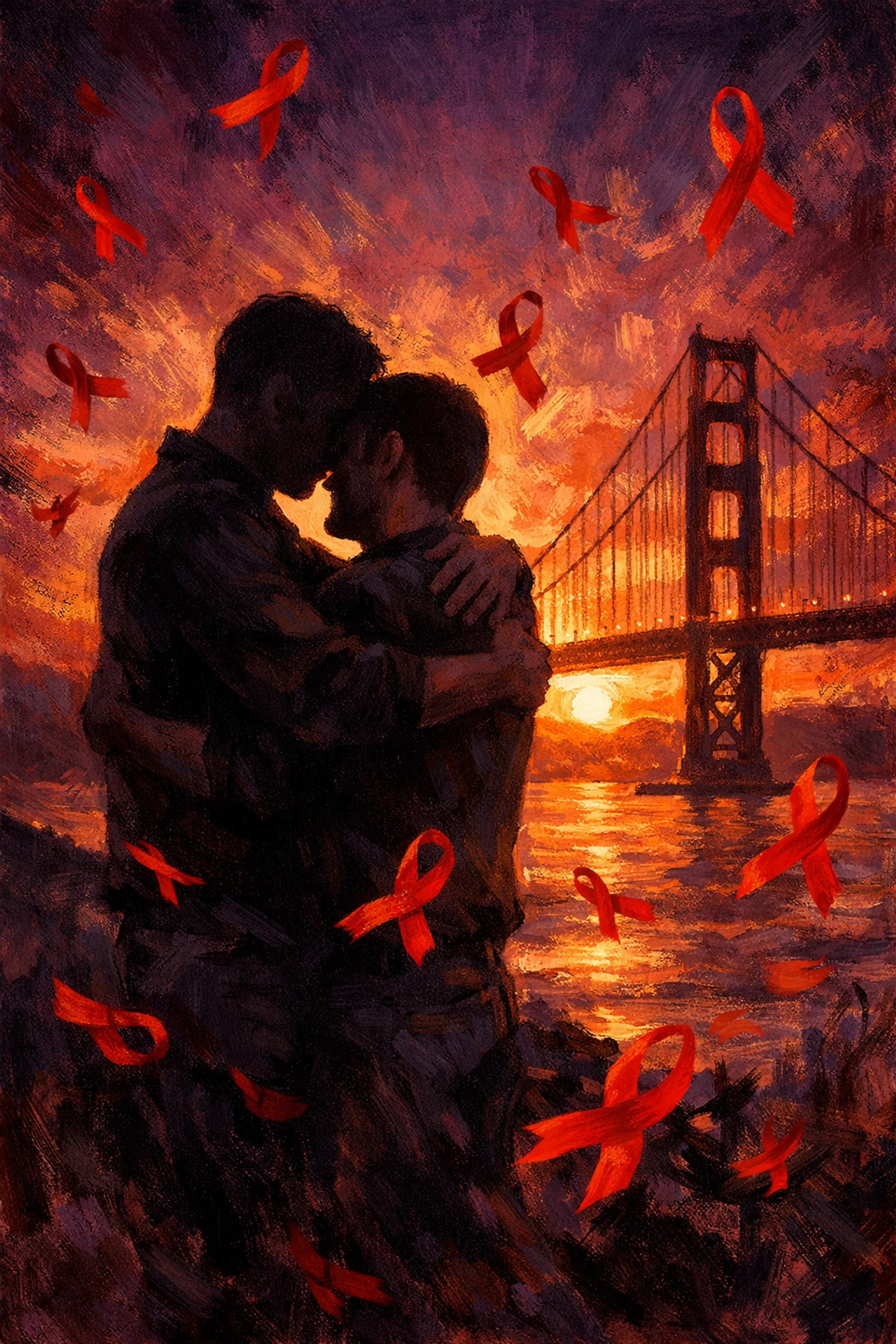 AIDS memorial tribute with Golden Gate Bridge honoring San Francisco gay community