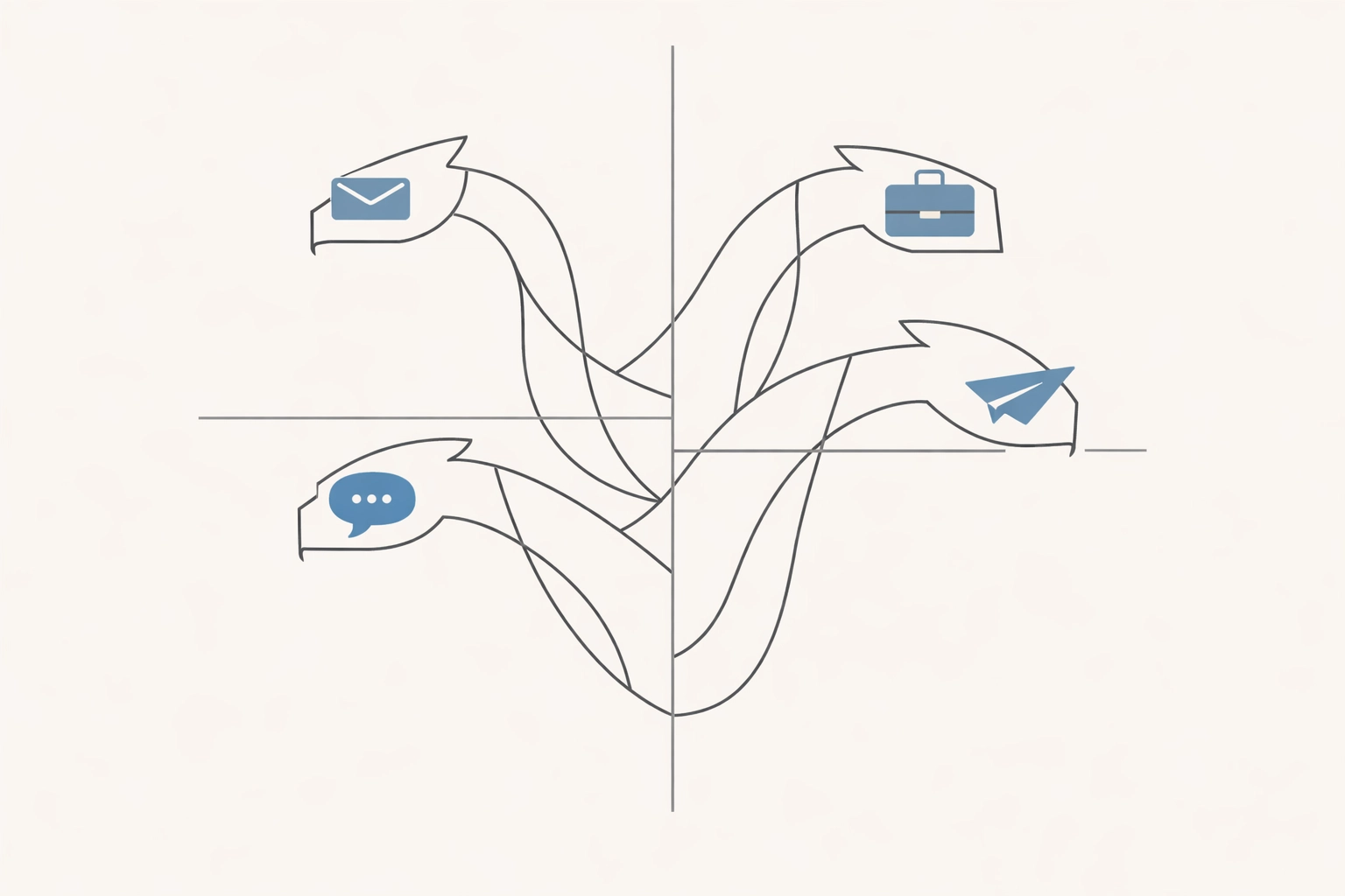 Minimalist visual representing platform fragmentation and context switching cost
