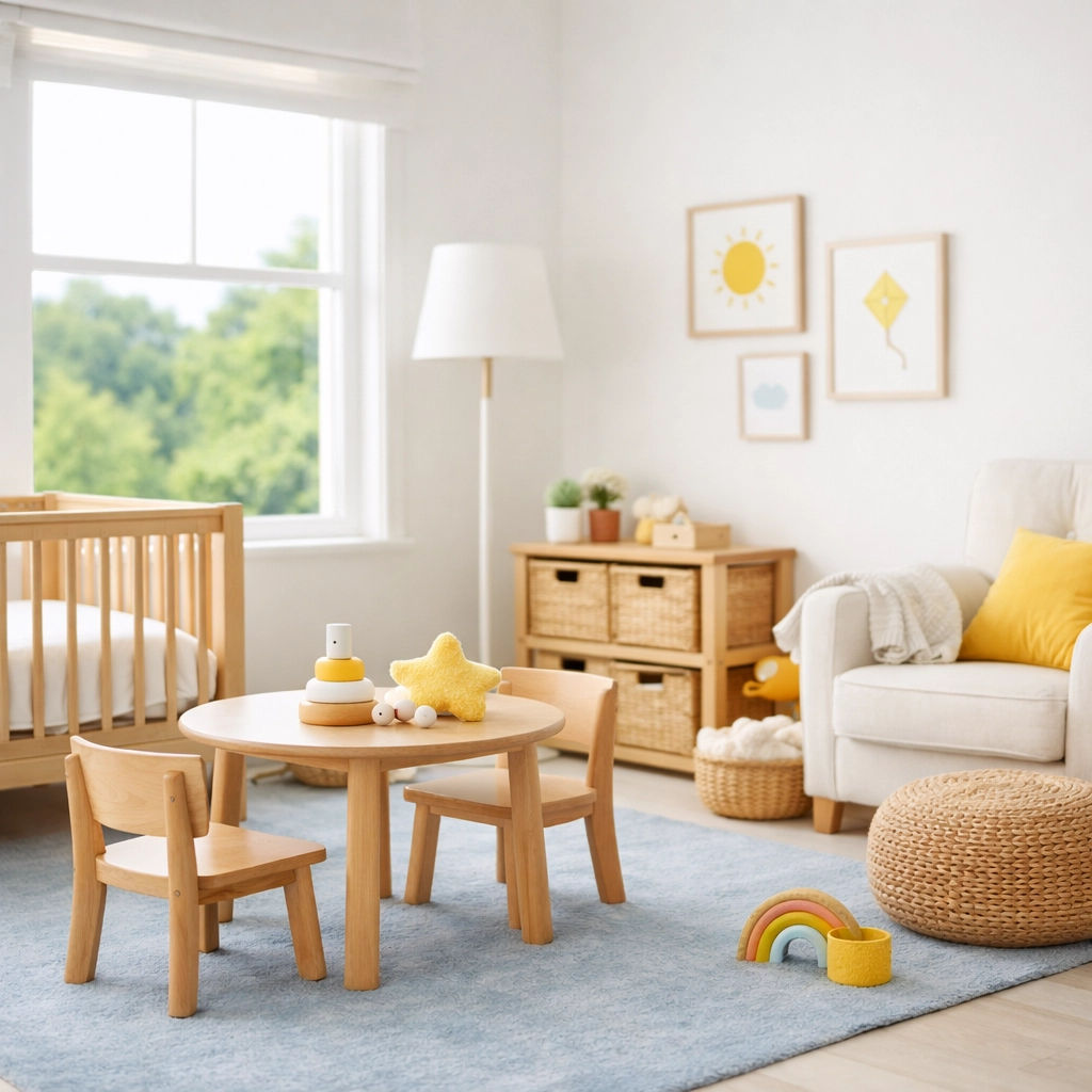 Bright, non-toxic nursery in a Massachusetts home highlighting safe eco-friendly cleaning services.