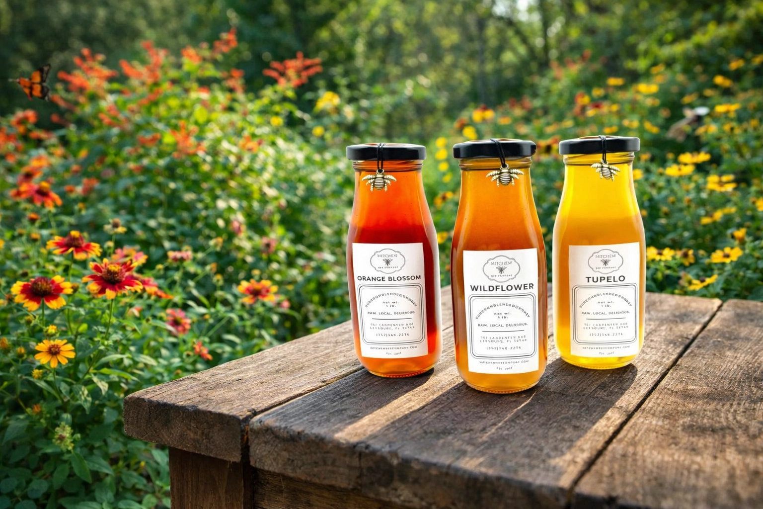Close-up of Sabal Palmetto blossoms covered in honey bees beneath a clear Florida sky, vital for pollinators.