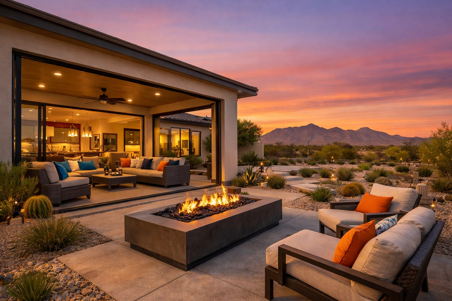 Modern West Valley Arizona home with indoor-outdoor living, ideal for a stress-free weekend routine.