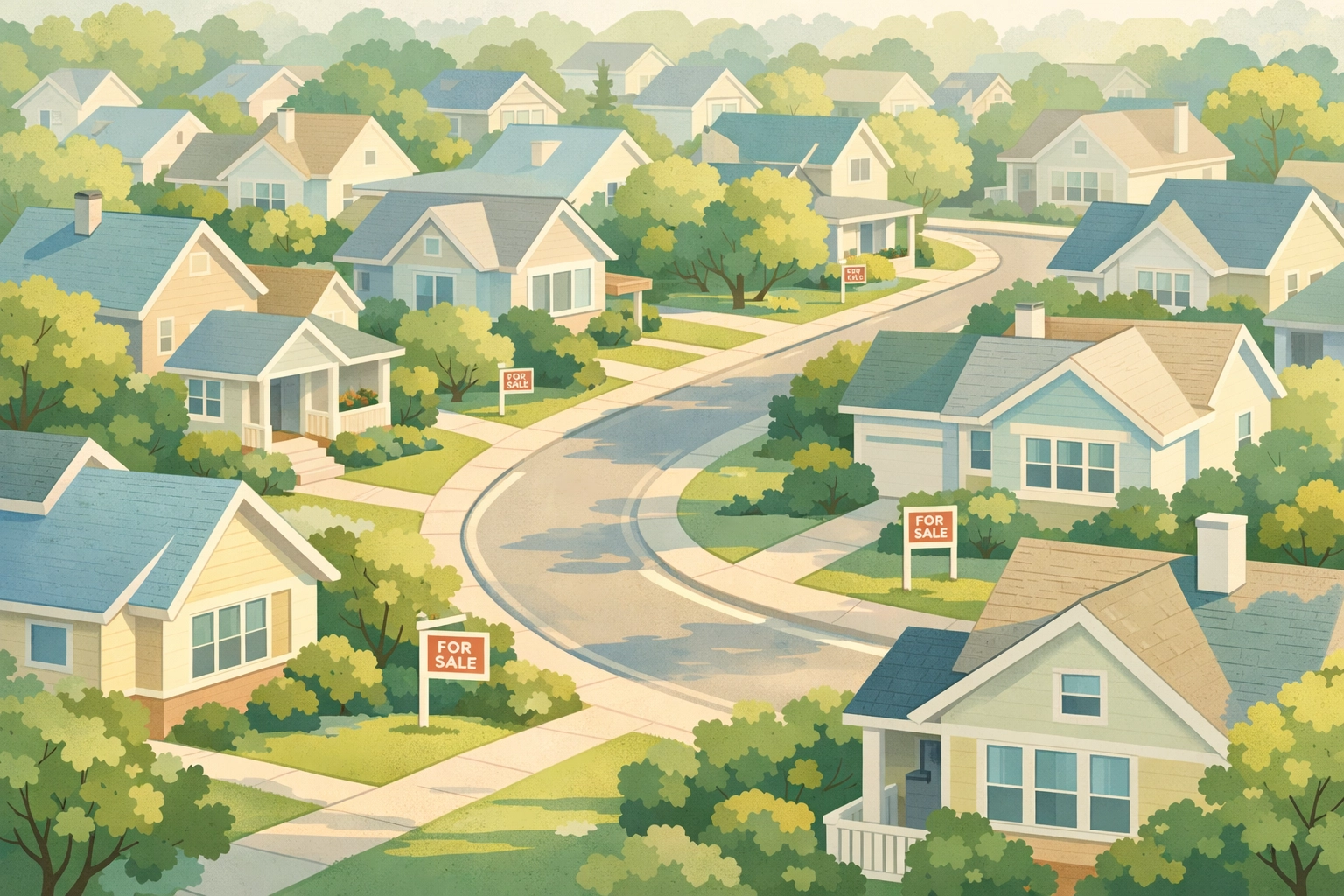 Spokane residential neighborhood with homes for sale in mid-price range