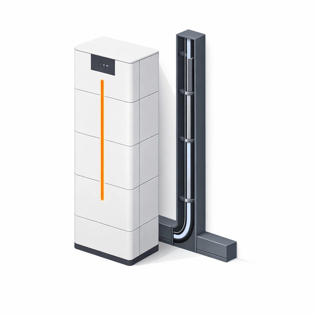Illustration eines modernen Stromspeichers zur Maximierung der Energieunabhängigkeit in Wien.