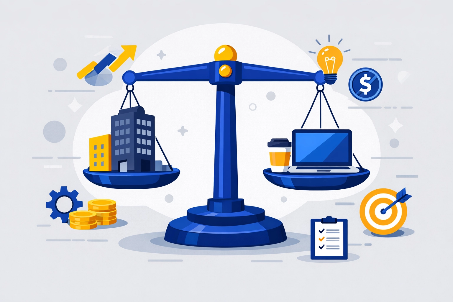 Illustration of balanced scales representing income from multiple jobs and a side hustle for tax planning.