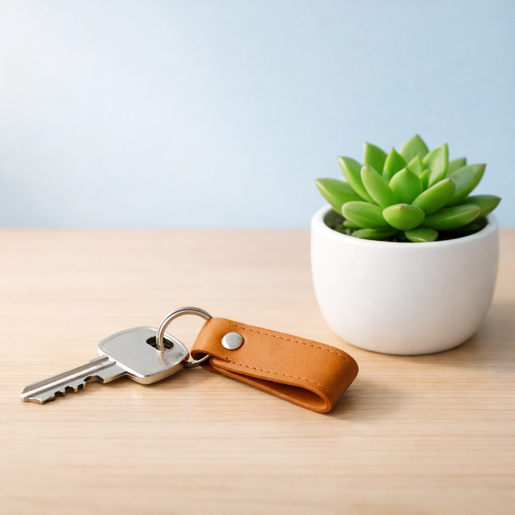 House key and succulent symbolizing the protection of personal assets under PA auto insurance liability limits.