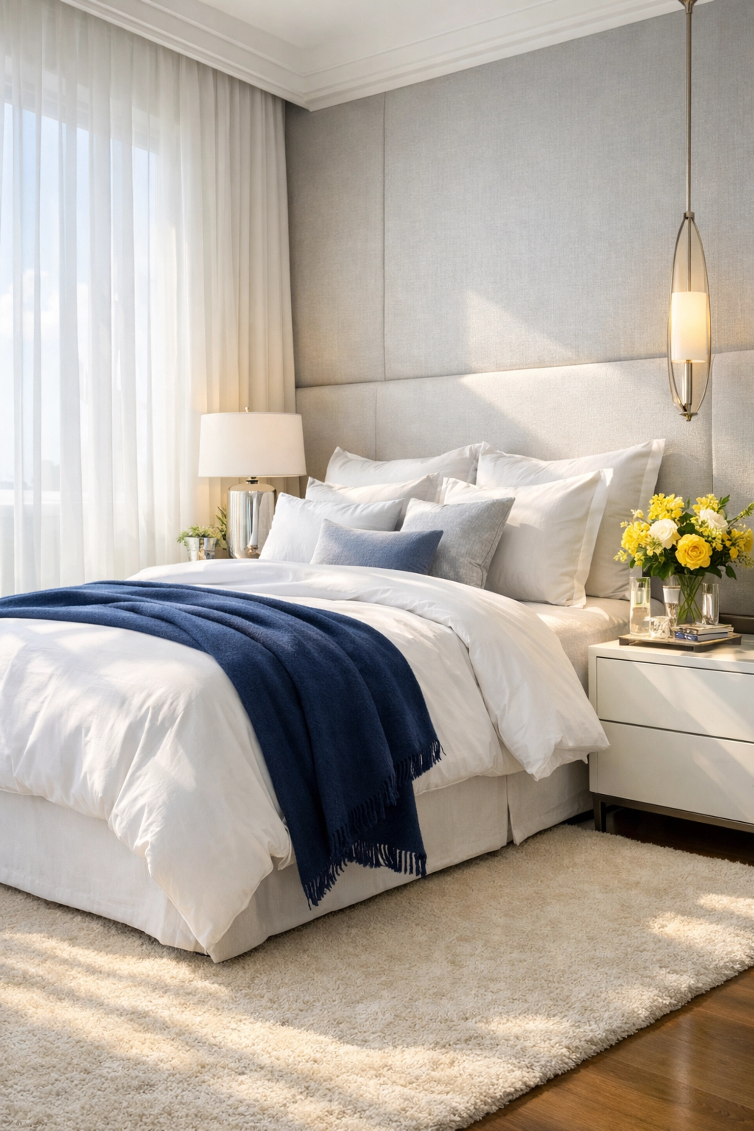 Pristine master bedroom sanctuary maintained by recurring residential cleaning in Andover.