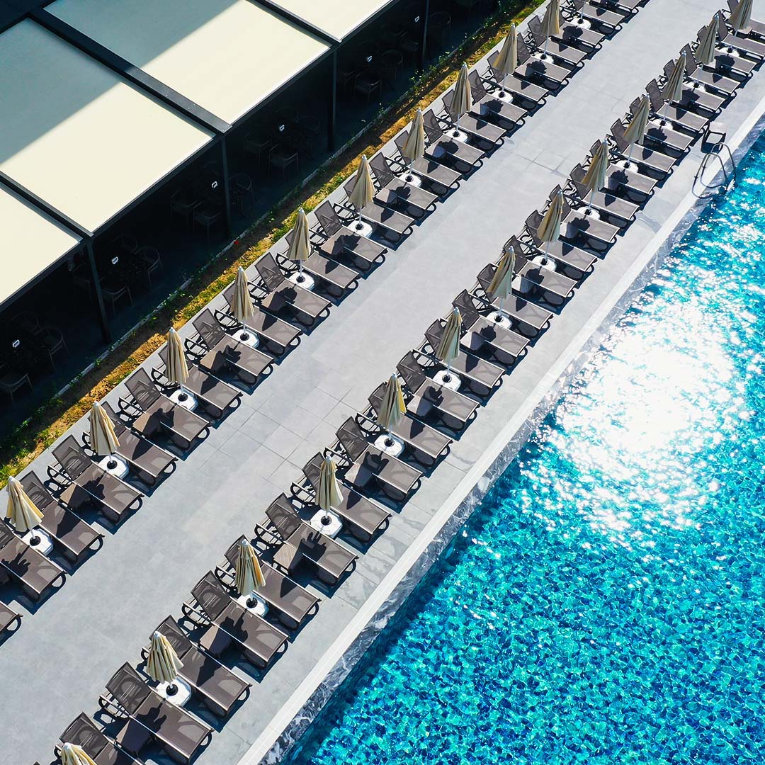 Large Commercial Pool Deck with Pelican Reef Group Furniture