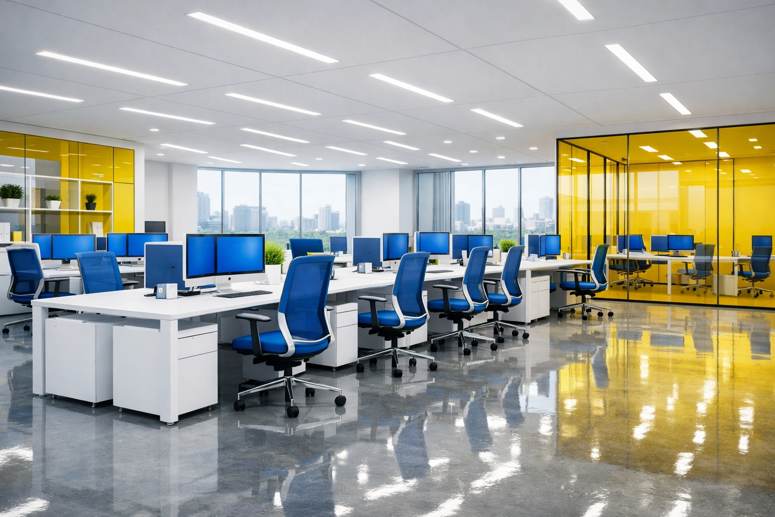 Spotless modern office space in Worcester MA, showcasing professional office cleaning Worcester standards.
