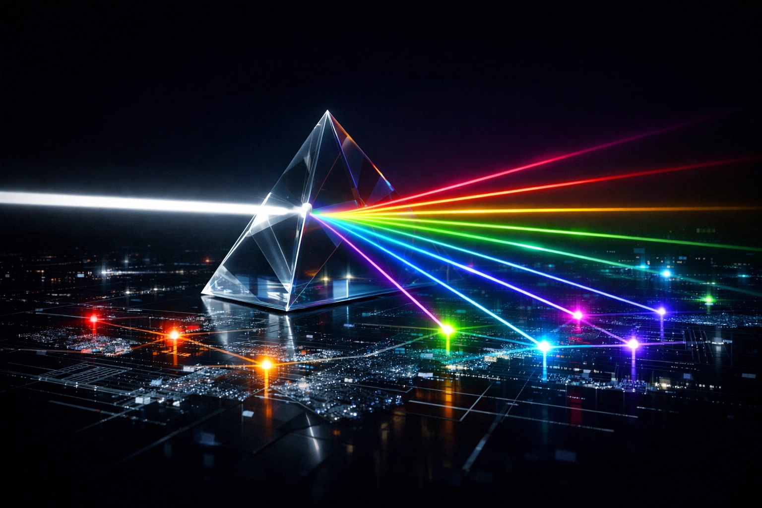 A digital prism splitting a search prompt into multiple fan-out queries for niche AI search optimization.