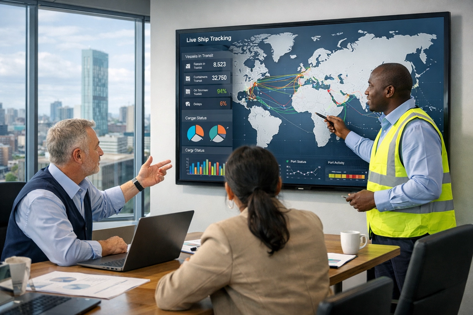 Manchester freight forwarder team coordinating global shipping routes