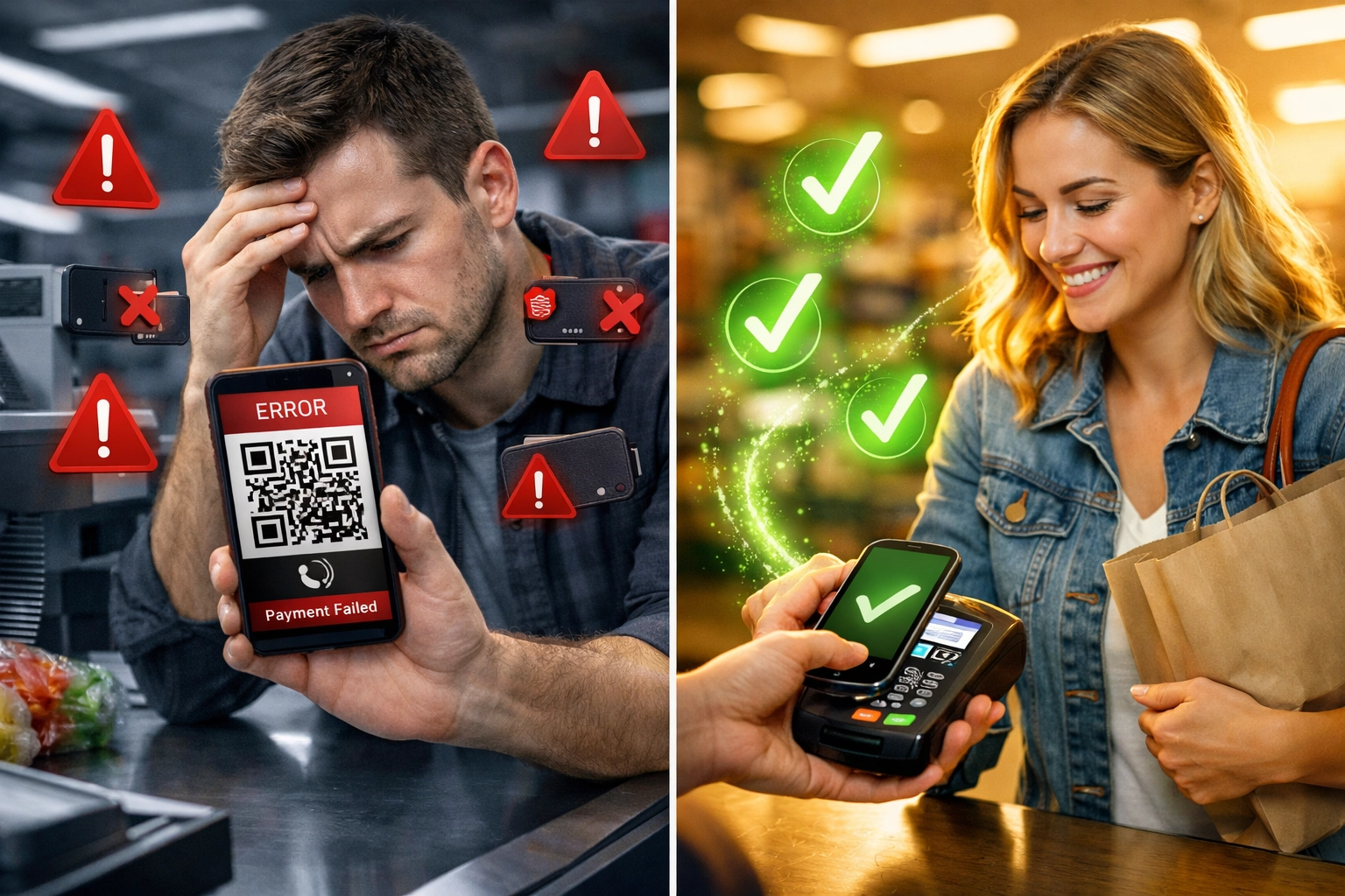 Seamless Web3 crypto checkout experience versus frustrating traditional payment friction