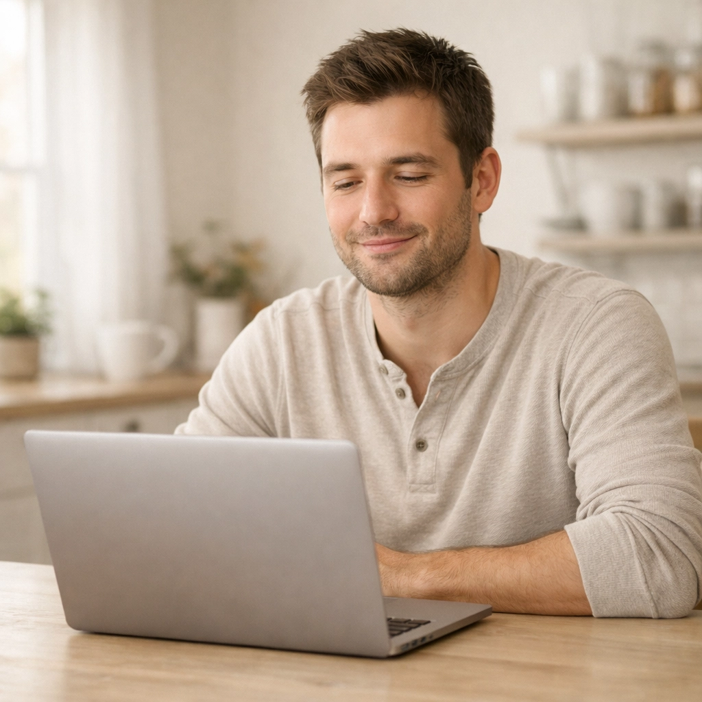 Canadian adult feeling relieved while securing an online cash loan in Canada with bad credit.