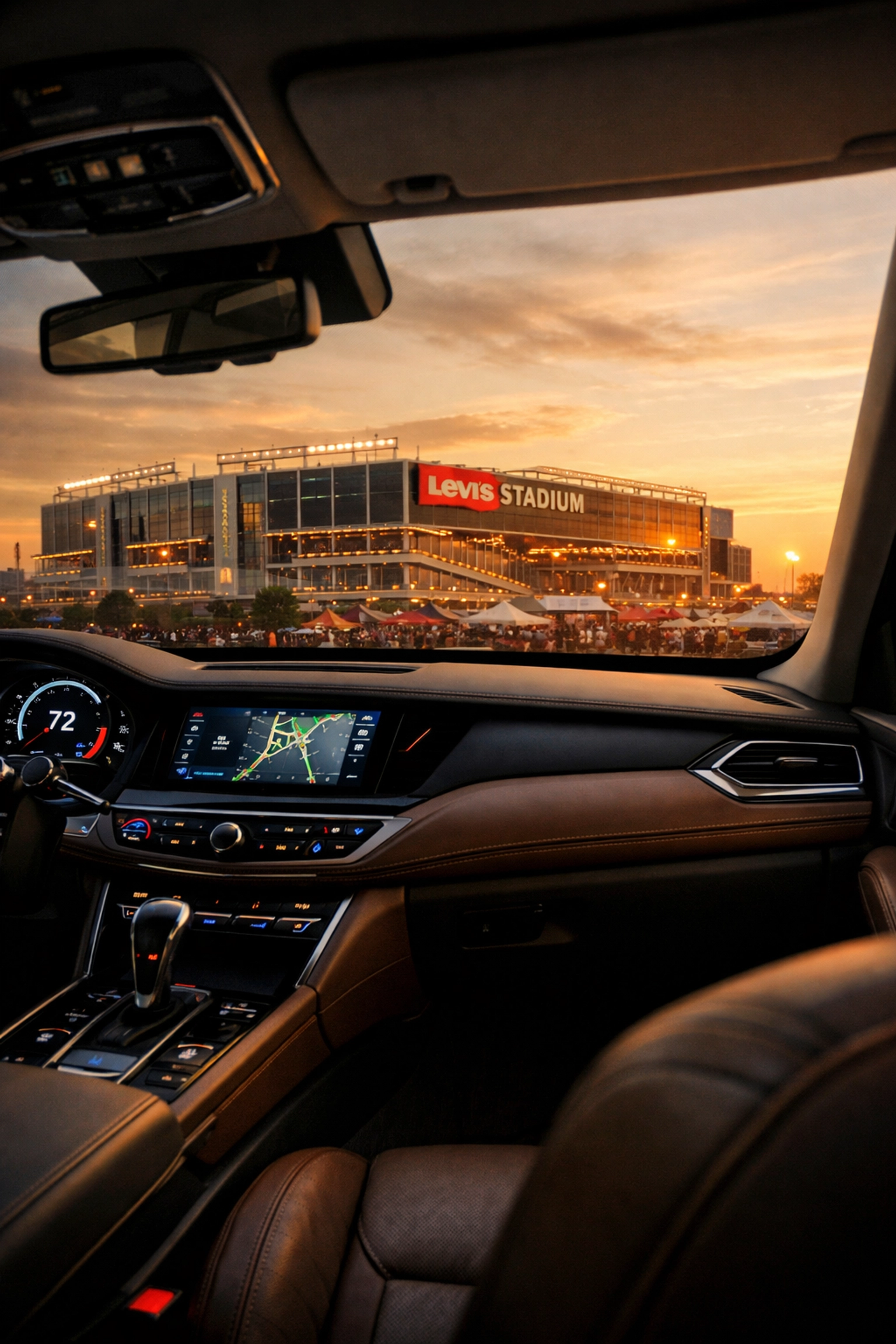 Luxury executive vehicle arriving at Levi