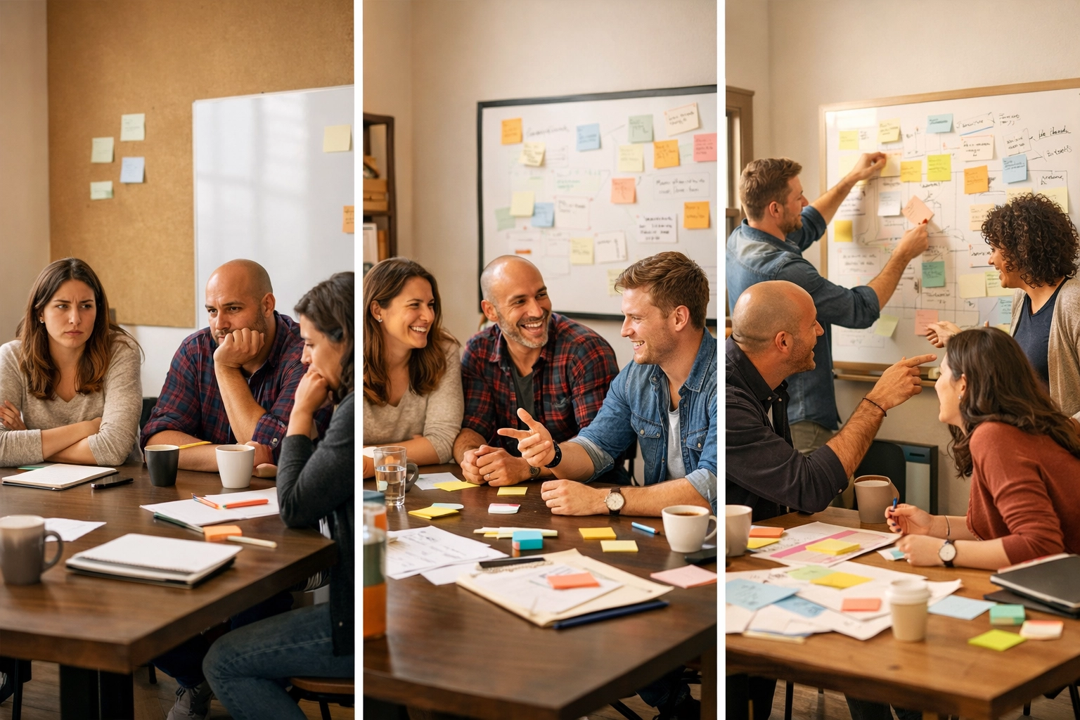 Team transformation across multiple creative wellness sessions showing increased engagement