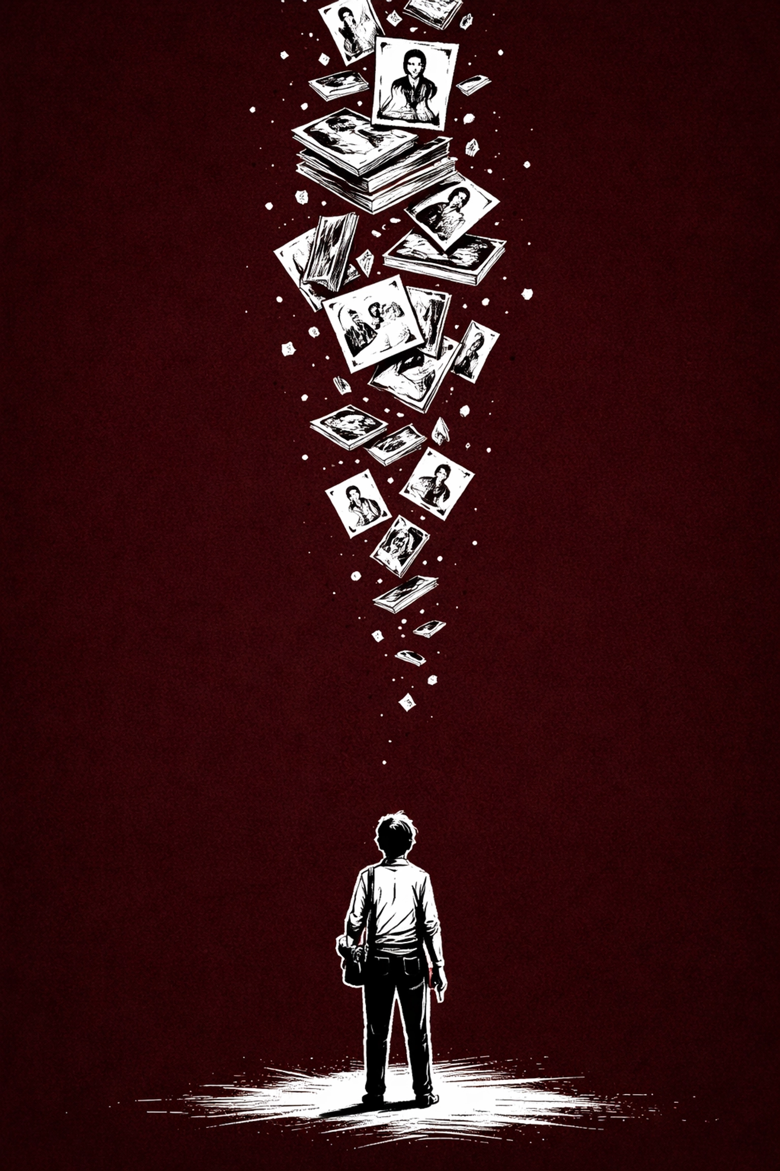 Illustration of a creative professional looking up at their floating work, symbolizing lost creative ownership.