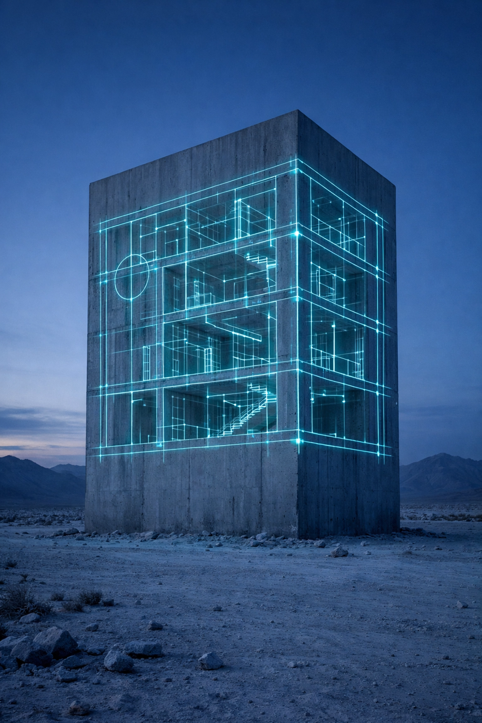 A solid monolith with a geometric blueprint illustrating a strategic brand foundation and intentional design.