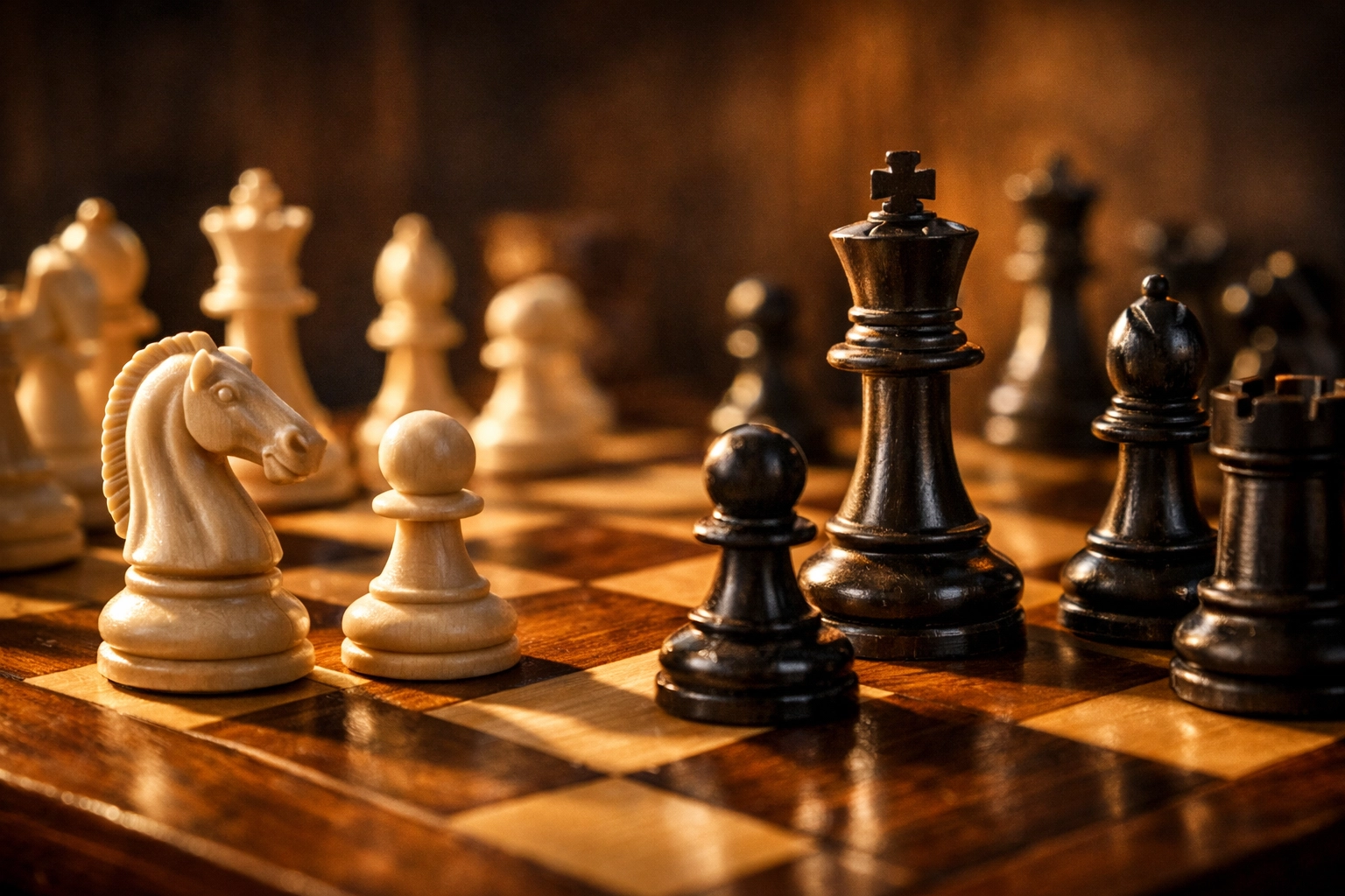 Chess pieces illustrating strategic hedge fund positioning and investment planning