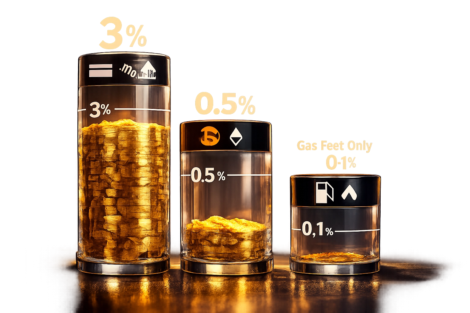 Comparison of merchant payment fees showing traditional processors vs crypto processors vs gas-only model