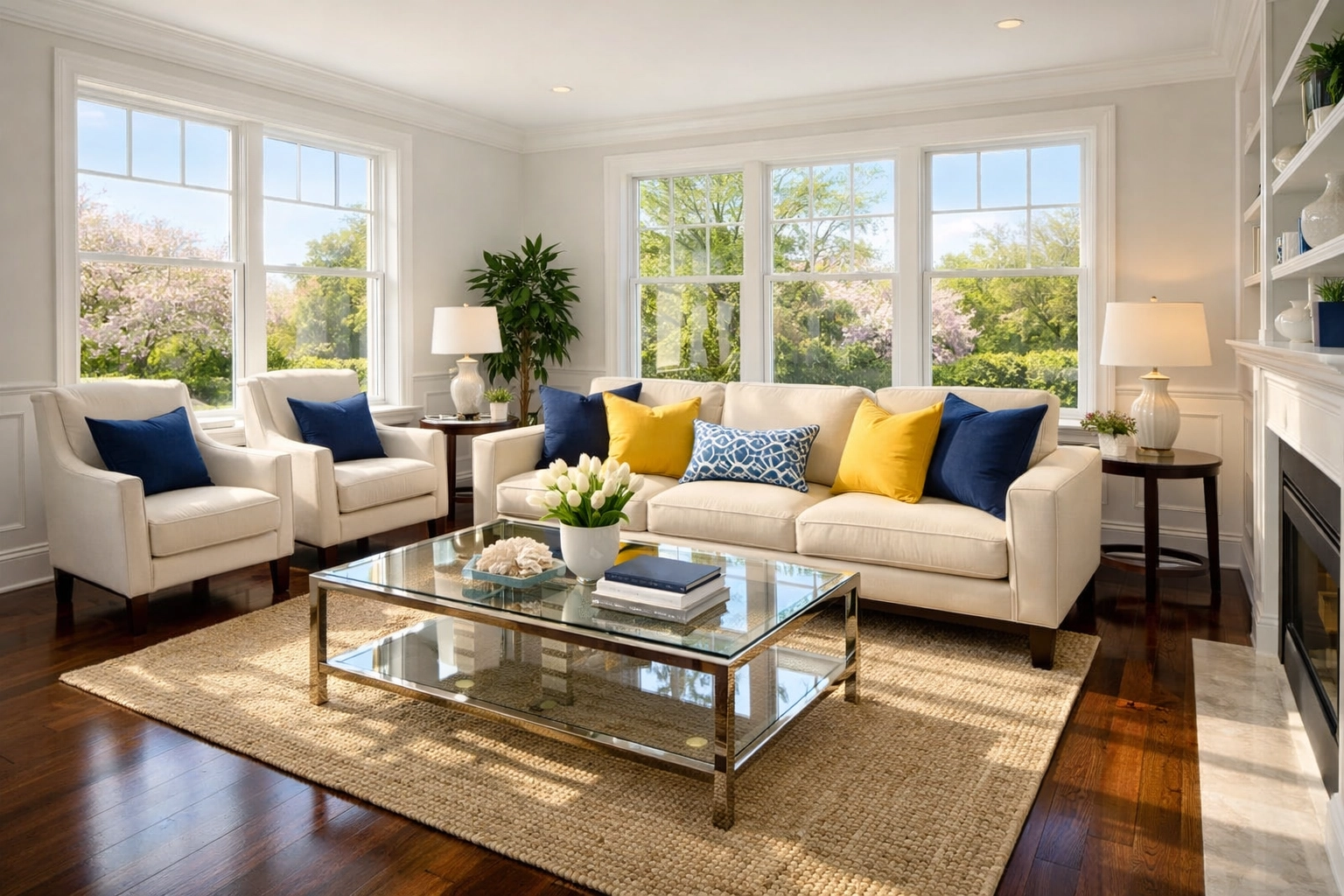 Immaculate Natick living room with fresh indoor air quality after a professional deep clean.