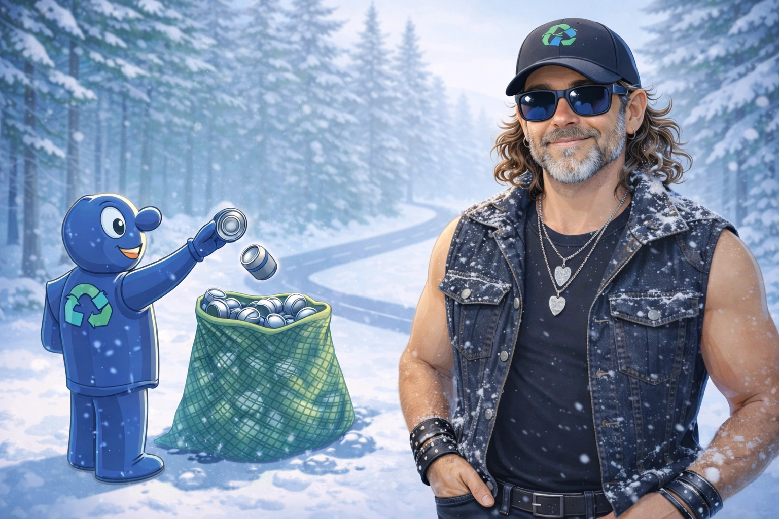 Aluminum cans with cash showing money lost by using blue bin instead of recycling depot