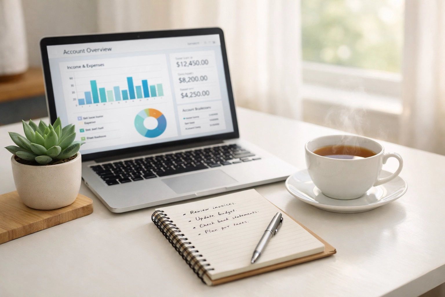 Organized accounting workspace showing efficient workflow optimization for UK firms