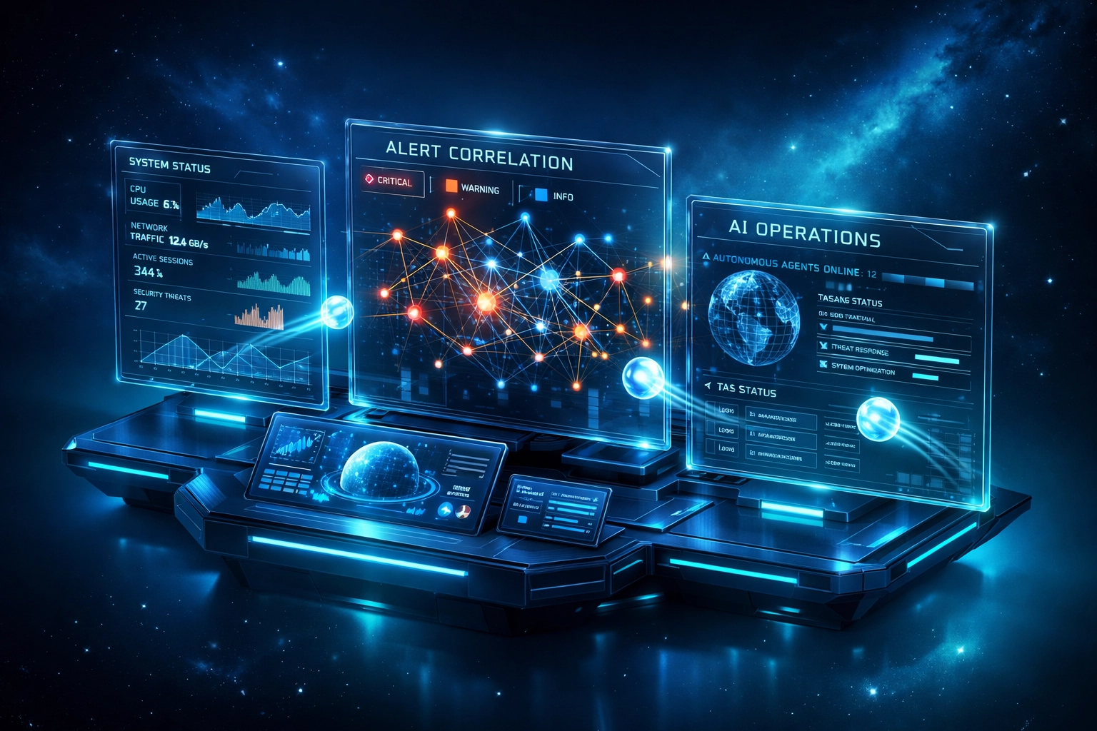 ServiceNow ITOM command center dashboard with real-time alert correlation