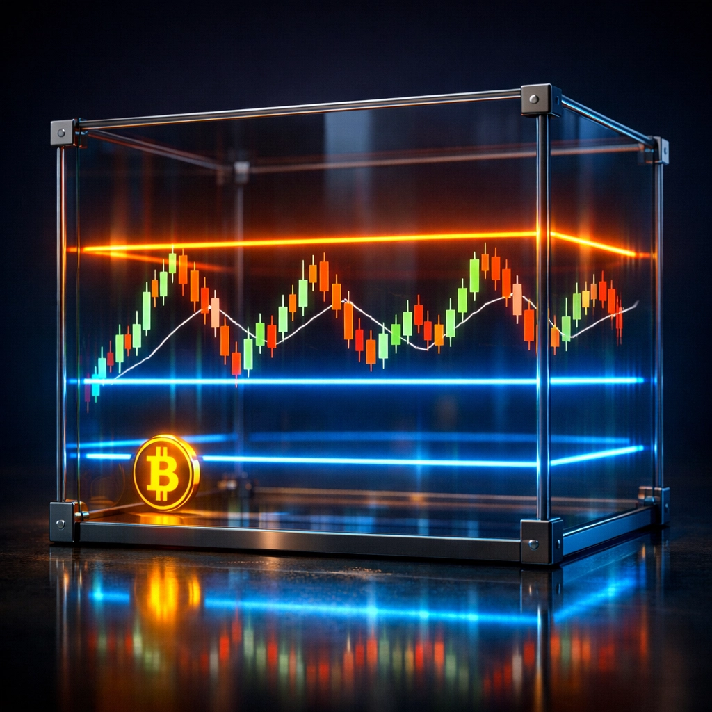 Bitcoin price chart displaying range-bound trading between support and resistance levels