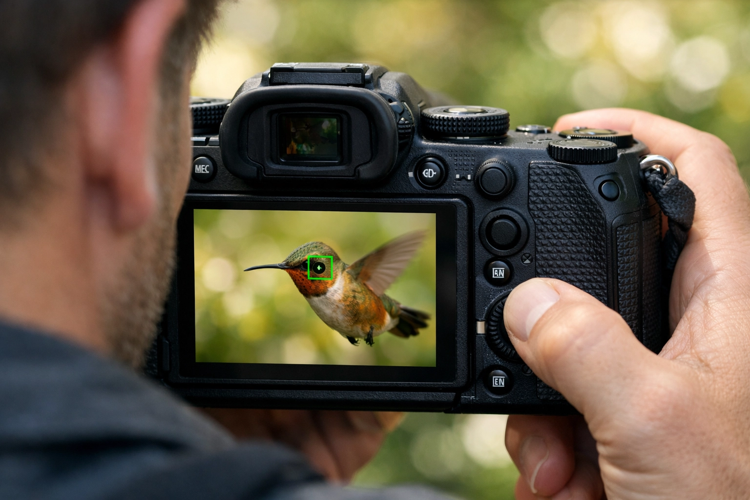 Mirrorless camera screen demonstrating advanced autofocus technology, a key topic in the latest photography news.
