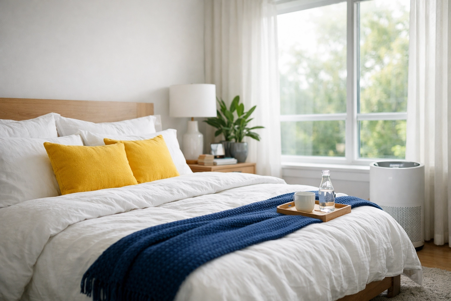 Dust-free serene master bedroom in Franklin featuring pristine bedding and clean surfaces.