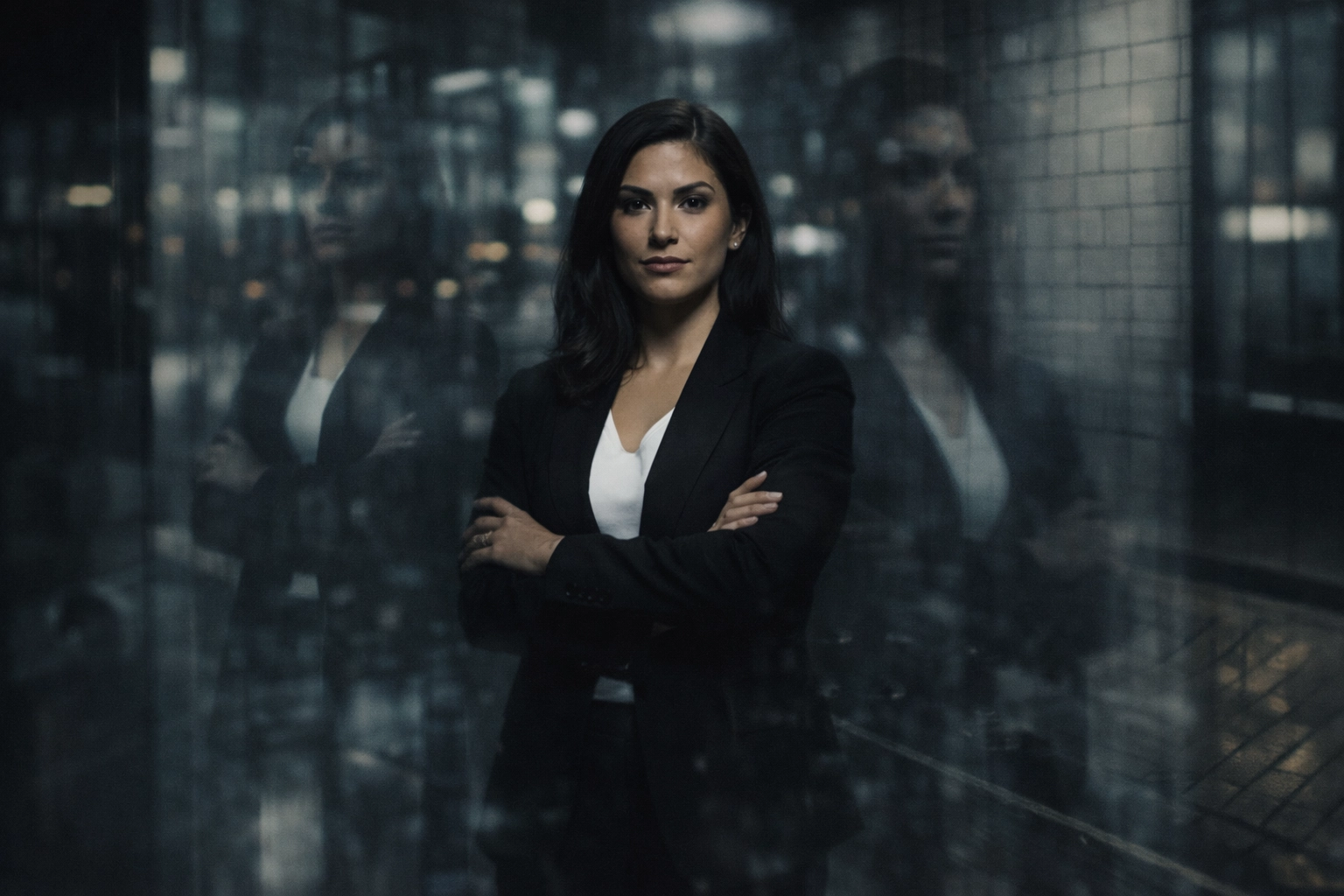 Hispanic woman's true identity emerging from shattered personas symbolizing Christian mindset transformation