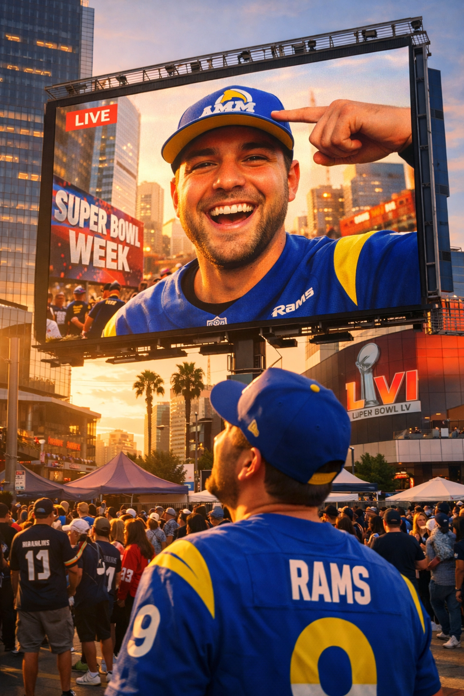 Fan selfie displayed on large LED billboard demonstrating user-generated content amplification