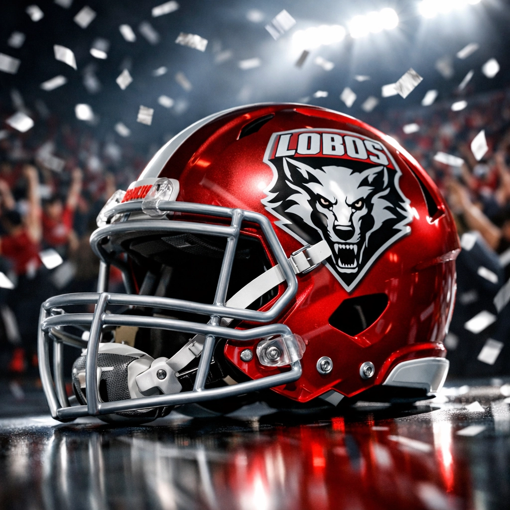 New Mexico Lobos football helmet representing major transfer portal recruiting success