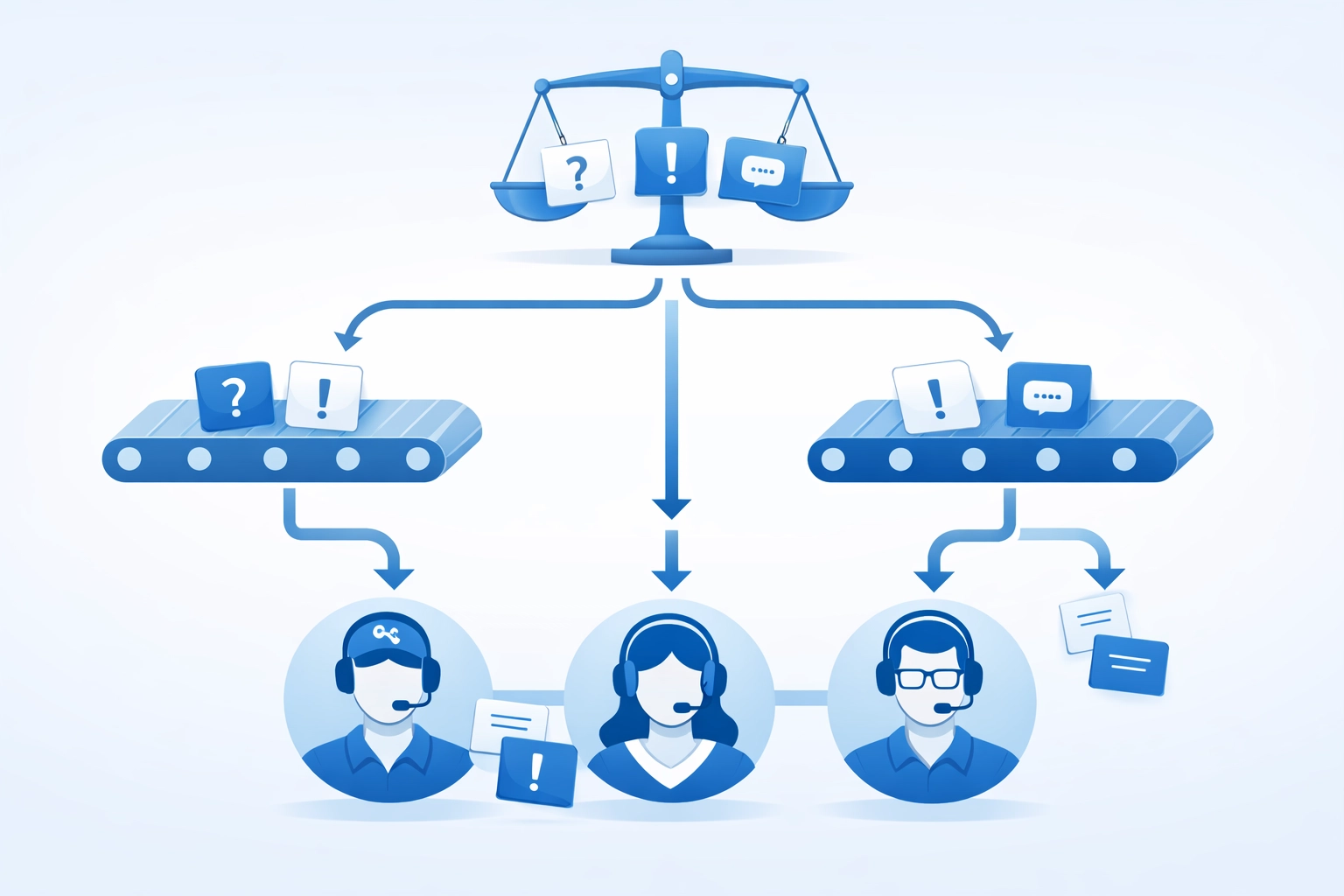 Balanced IT ticket distribution system ensuring fair workload among technicians