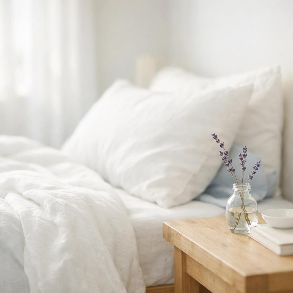 A fresh and healthy master bedroom cleaned using eco-friendly Foxborough luxury house cleaning standards.